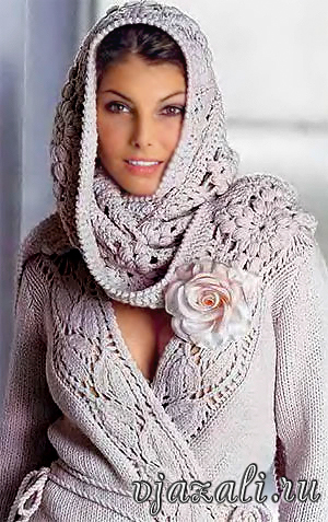 Ажурное вязаное пальто. Вязание